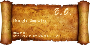 Bergh Ompoly névjegykártya